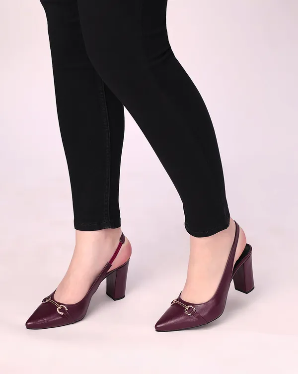 Maroon_Block_Heels_with_Pointed_Toe_&_Front_Buckle_|_3_Inch_Slingback_for_Women