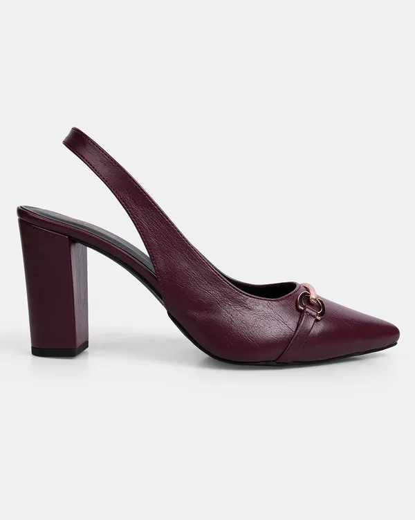 Maroon_Block_Heels_with_Pointed_Toe_&_Front_Buckle_|_3_Inch_Slingback_for_Women