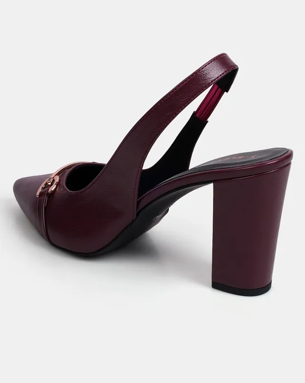Maroon_Block_Heels_with_Pointed_Toe_&_Front_Buckle_|_3_Inch_Slingback_for_Women