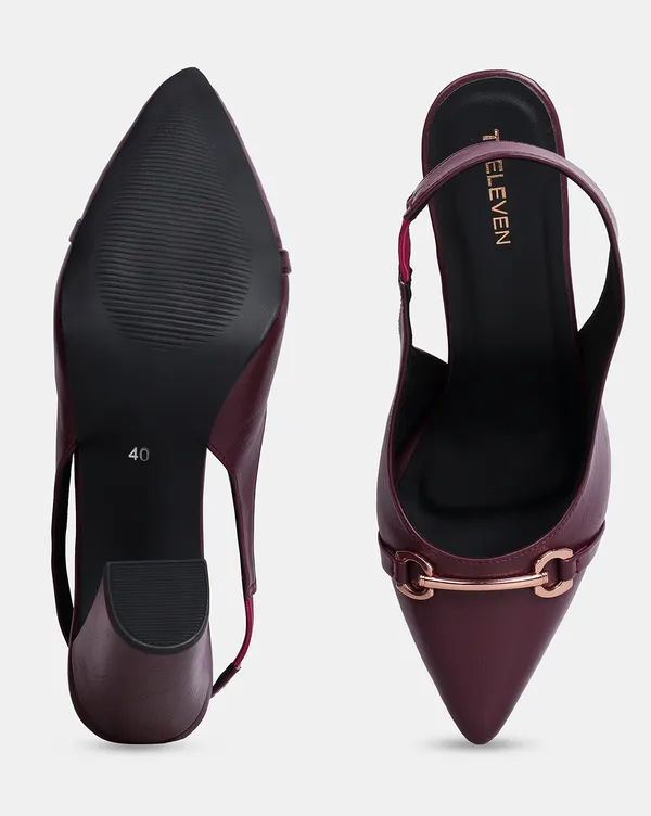 Maroon_Block_Heels_with_Pointed_Toe_&_Front_Buckle_|_3_Inch_Slingback_for_Women