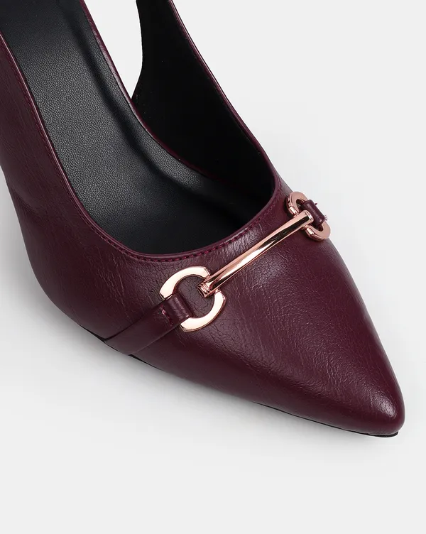 Maroon_Block_Heels_with_Pointed_Toe_&_Front_Buckle_|_3_Inch_Slingback_for_Women