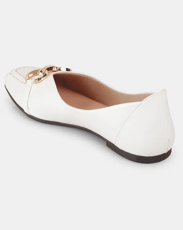 White_Square_Toe_Ballerina_Flats_|_Buckle_Detail_&_Cushioned_Comfort_Sole