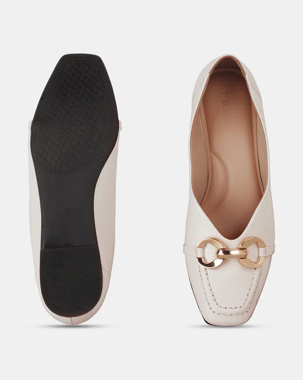 White_Square_Toe_Ballerina_Flats_|_Buckle_Detail_&_Cushioned_Comfort_Sole