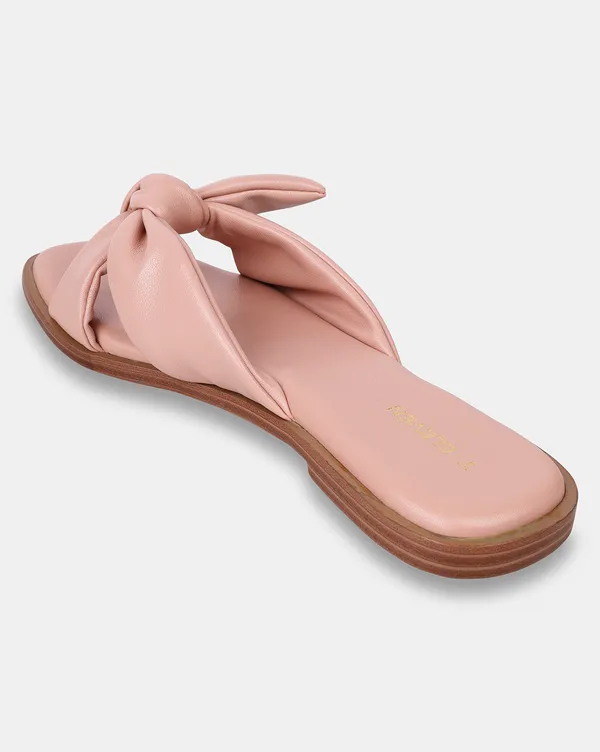 Peach_Slip_On_Sandals_With_Knot_Accent_For_Women