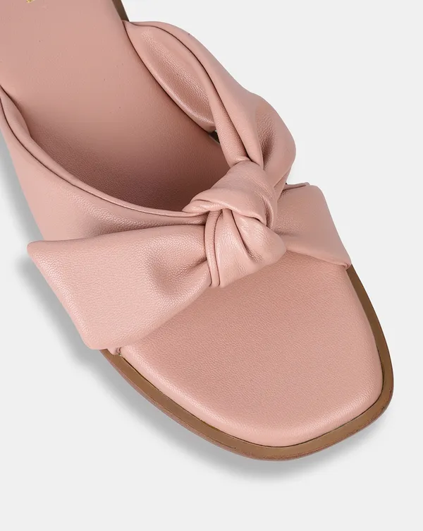 Peach_Slip_On_Sandals_With_Knot_Accent_For_Women