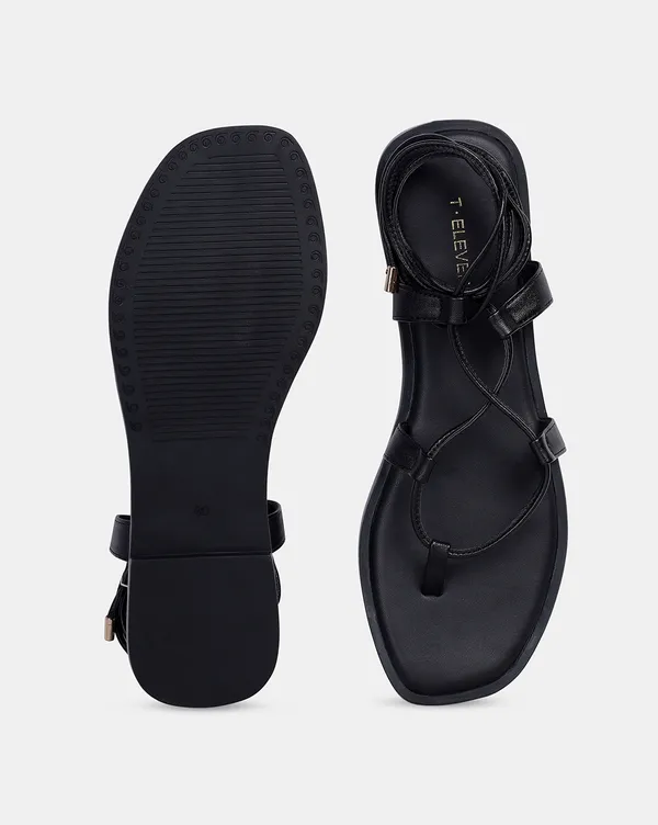 Black_Gladiator_Flat_Sandals_With_Tpr_Sole_For_Women