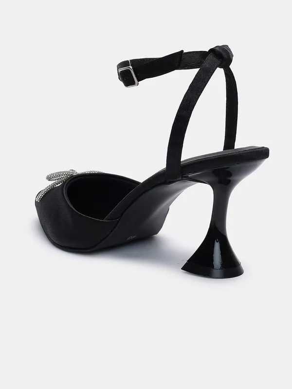 T-Eleven_Women's_Pointed_Toe_Pumps,_Black_Satin,_Crystal_Bow_Detail,_3.5_Inch_Sculptural_Heel,_Ankle_Strap,_Cushioned_Insole