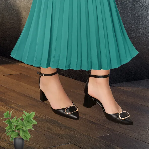 Women_Black_Pointed-Toe_Block_Heels_with_Gold_Buckle_&_Ankle_Strap__Memory_Foam_Comfort_(TRBHL149)