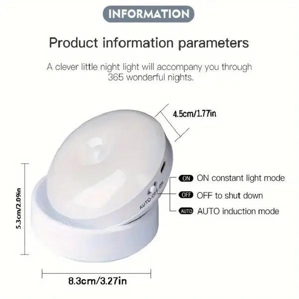 White_Wireless_Self_Adhesive_Usb_Rechargeable_Motion_Sensor_White_Led_Lamp