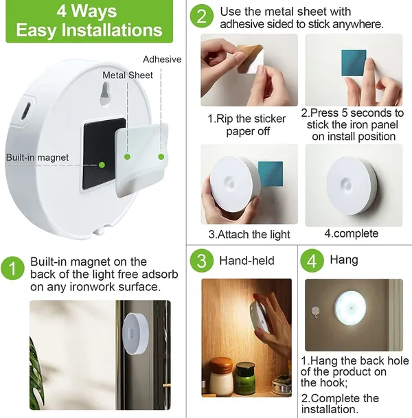 White_Wireless_Self_Adhesive_Usb_Rechargeable_Motion_Sensor_White_Led_Lamp