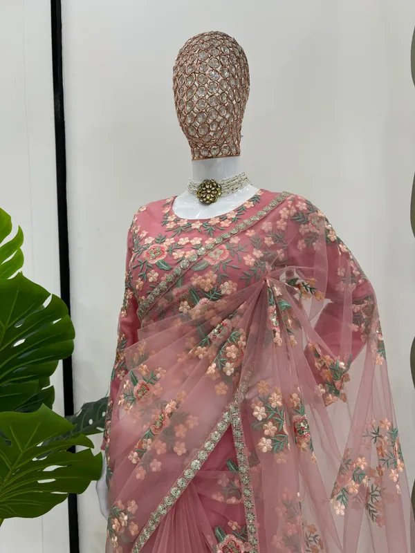 Baby_Pink_Soft_Net_Party_Wear_Saree_For_Women