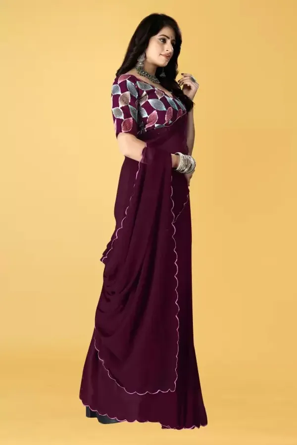 Wine_Georgette_Party_Wear_Saree_For_Women