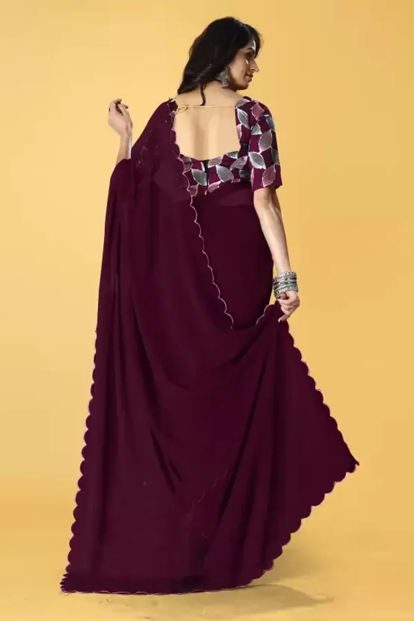 Wine_Georgette_Party_Wear_Saree_For_Women