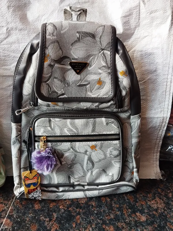 Grey_Polyester_Floral_Print_Backpack_For_Women