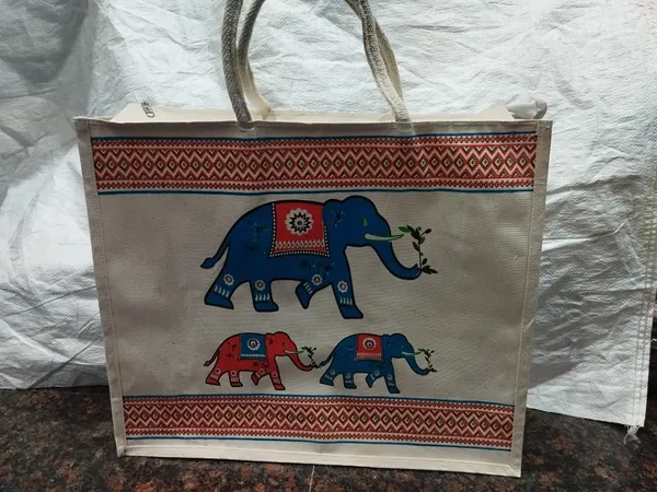 Beige_Polyester_Elephant_Print_Tote_Bag_For_Women