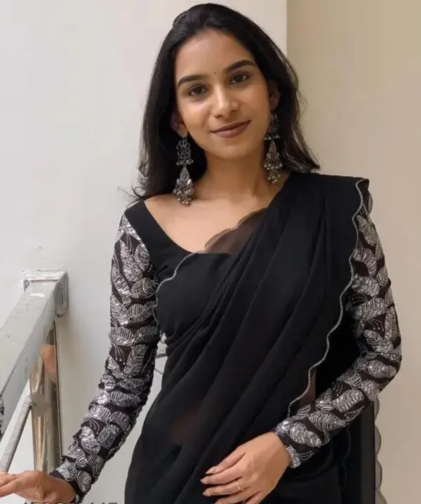Black_Georgette_Party_Wear_Saree_For_Women