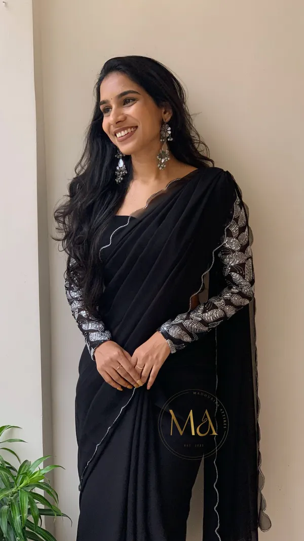 Black_Georgette_Party_Wear_Saree_For_Women