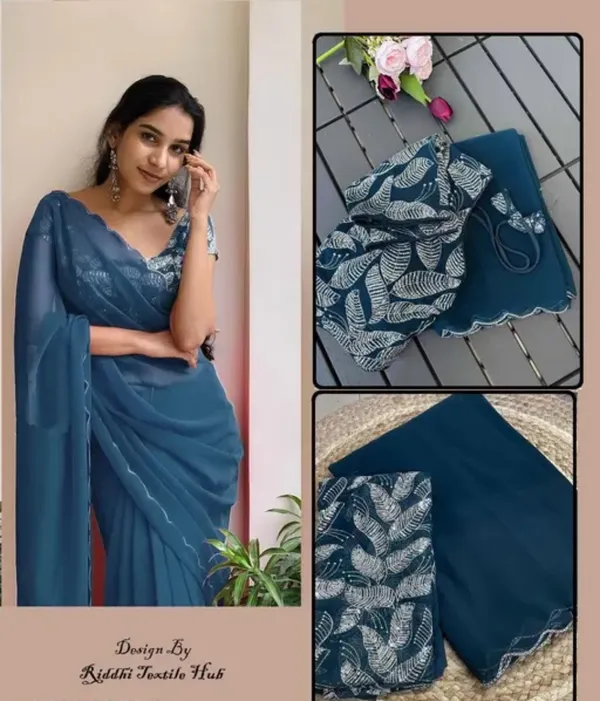Blue_Georgette_Party_Wear_Saree_For_Women
