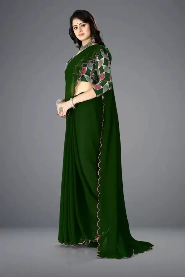 Mehendi_Georgette_Party_Wear_Saree_For_Women