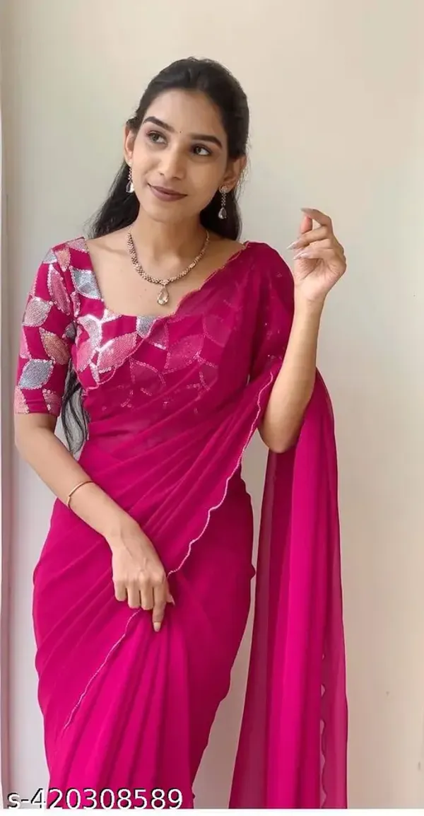 Pink_Georgette_Party_Wear_Saree_For_Women