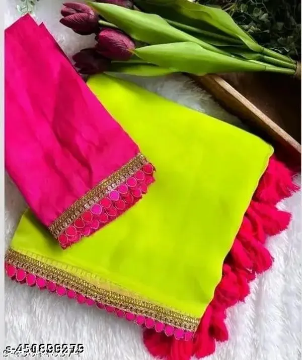 Neon_Green_Georgette_Party_Wear_Saree_For_Women