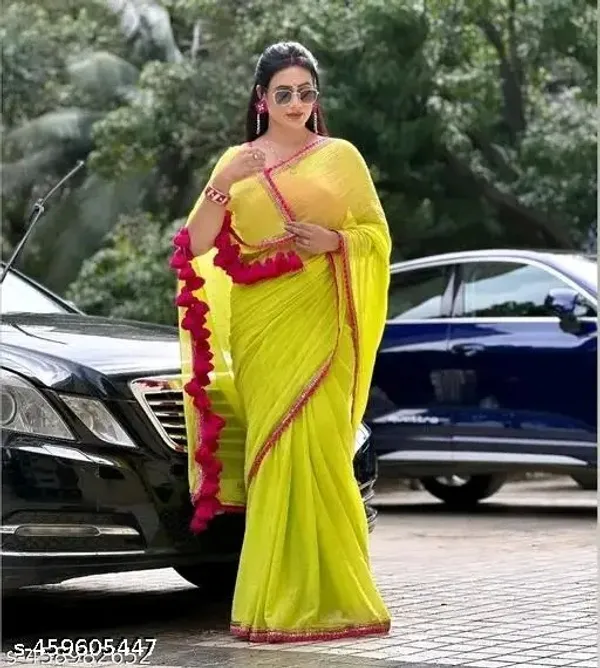 Neon_Green_Georgette_Party_Wear_Saree_For_Women