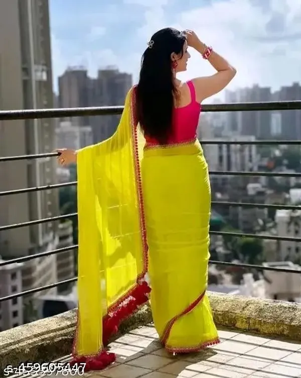 Neon_Green_Georgette_Party_Wear_Saree_For_Women