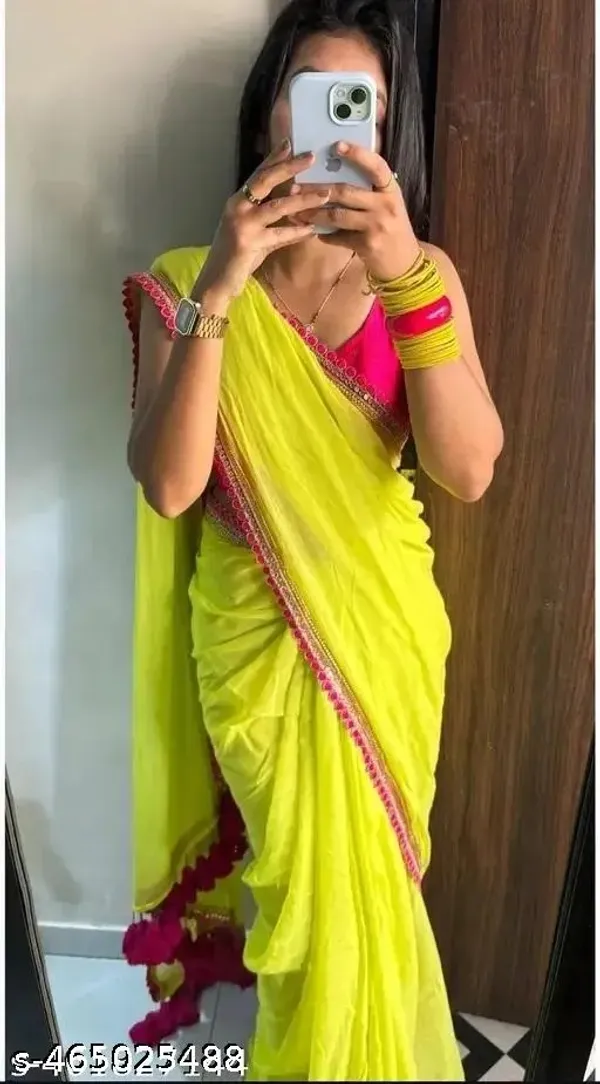 Neon_Green_Georgette_Party_Wear_Saree_For_Women