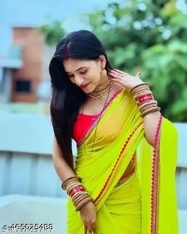 Neon_Green_Georgette_Party_Wear_Saree_For_Women