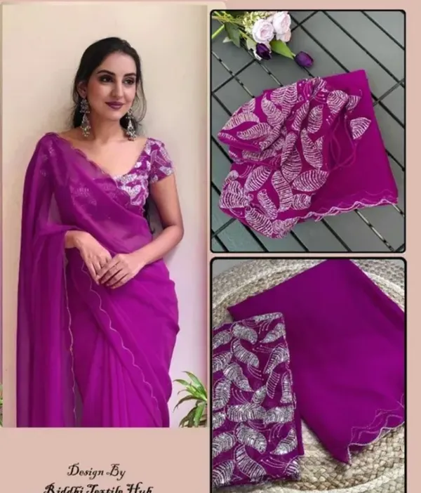 Wine_Georgette_Party_Wear_Saree_For_Women