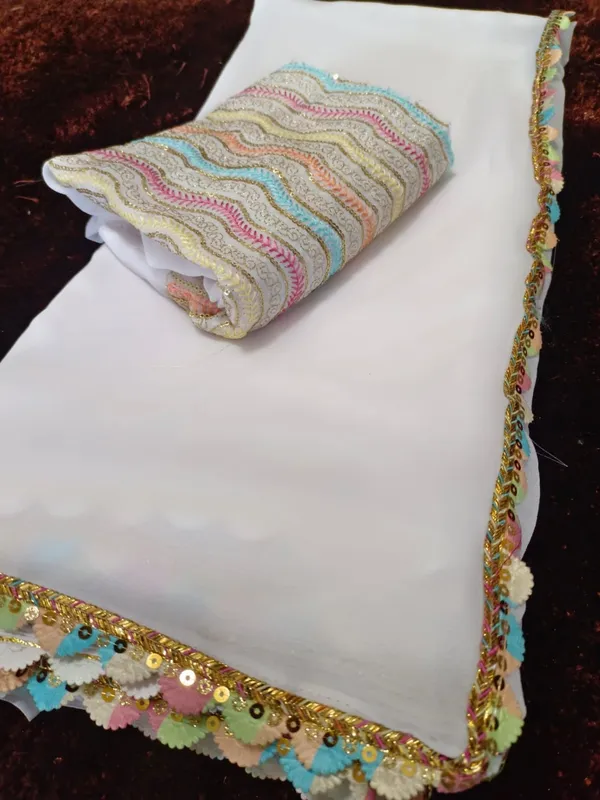 White_Georgette_Party_Wear_Saree_For_Women