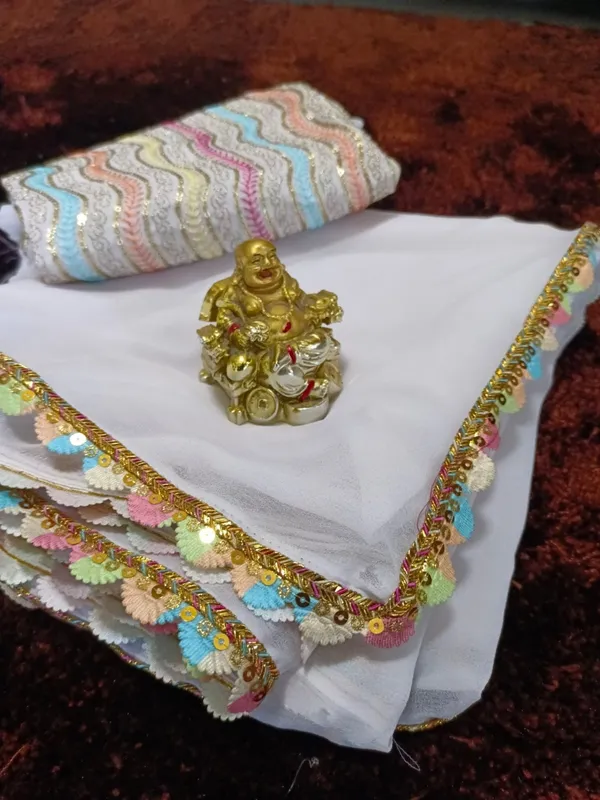 White_Georgette_Party_Wear_Saree_For_Women