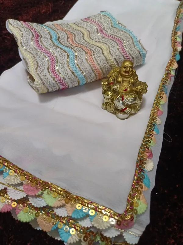 White_Georgette_Party_Wear_Saree_For_Women