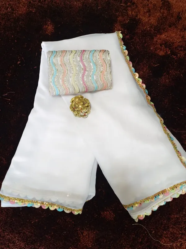 White_Georgette_Party_Wear_Saree_For_Women