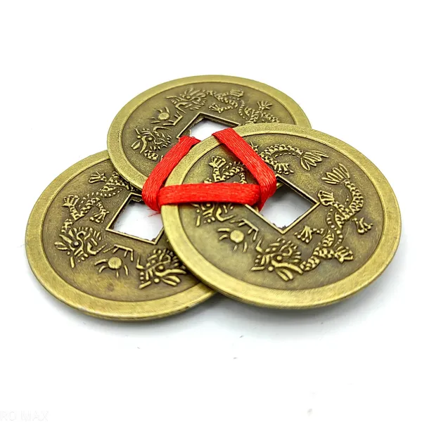 Feng_Shui_Vastu_Remedies_Dragon_Phoenix_3_Good_Luck_Coins_Set_Brass_Â€“_Wealth,_Prosperity,_Money,_Good_Luck