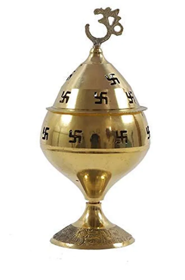 Pure_Brass_Handicraft_Om_&_Swastik_Designed_Diya_(Height:_5.5_Inches)_For_Home_Temple,_Pooja,_Diwali_And_Gift
