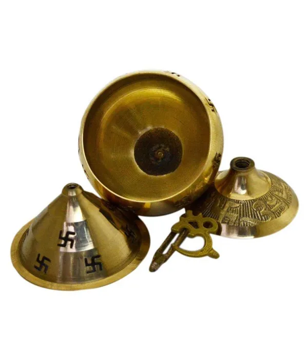 Pure_Brass_Handicraft_Om_&_Swastik_Designed_Diya_(Height:_5.5_Inches)_For_Home_Temple,_Pooja,_Diwali_And_Gift