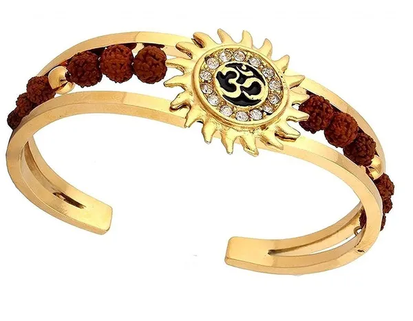 Rudraksha_With_American_Diamond_Brass_Gold_Meena_Om_Sun_Cuff_Kada_Bracelet_For_Men