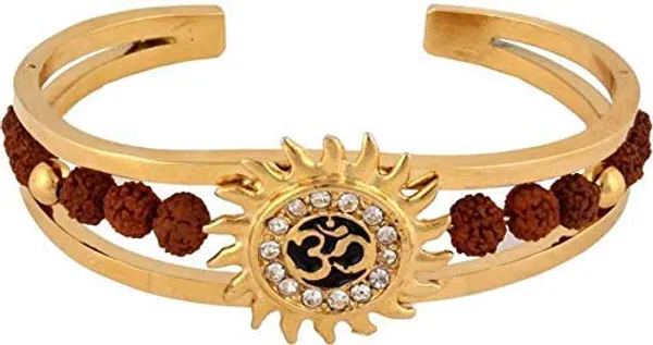Rudraksha_With_American_Diamond_Brass_Gold_Meena_Om_Sun_Cuff_Kada_Bracelet_For_Men