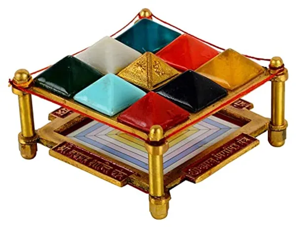 Navgrah/Navgraha_Pyramid_Yantra_Chowki_In_Brass_For_Navgraha_Shanti_&_Good_Luck_(9_Cms)_(1_Pc)