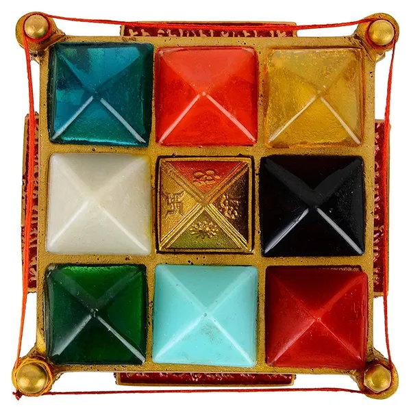 Navgrah/Navgraha_Pyramid_Yantra_Chowki_In_Brass_For_Navgraha_Shanti_&_Good_Luck_(9_Cms)_(1_Pc)