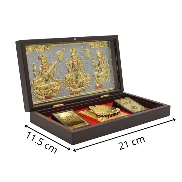 Gold_Plated_Ram_Darbar_With_Charan_Paduka_In_Brown_Pooja_Box