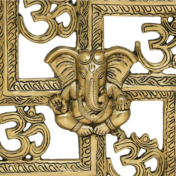 Wall_Hanging_Swastik_With_Om_And_Ganesh_Motiff_In_Metal_Antique_Golden_Finish