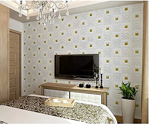 Gold_Ceiling_Square_Design_3D_Foam_Wall_Panels_|_70X70_Cm