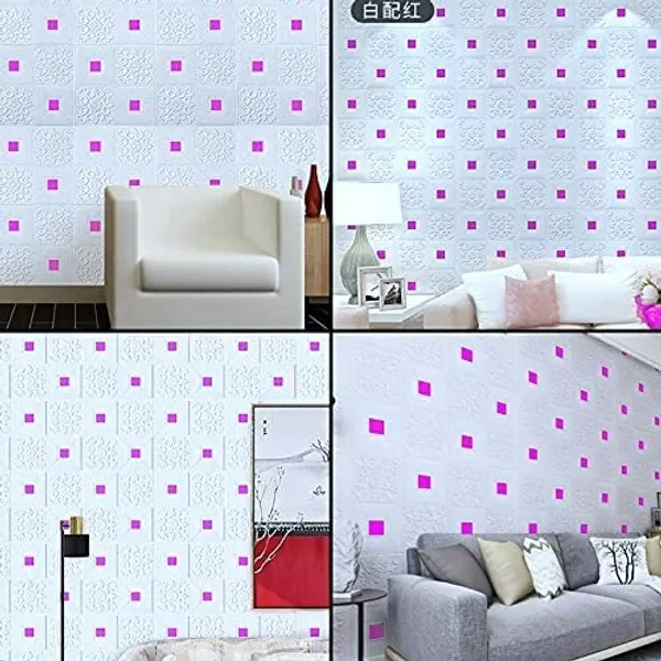 Pink_Cute_Square_Design_3D_Foam_Wall_Panels_|_70X70_Cm