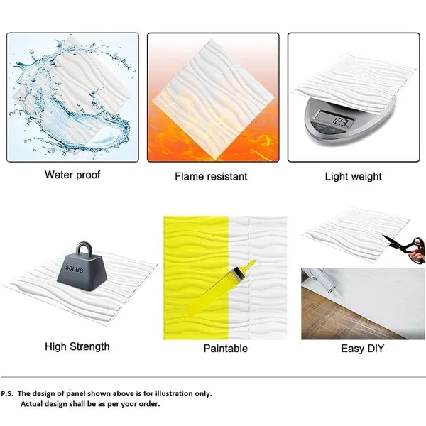 White_3D_PVC_Embossed_And_Printable_Swirl_Design_Wall_Panels