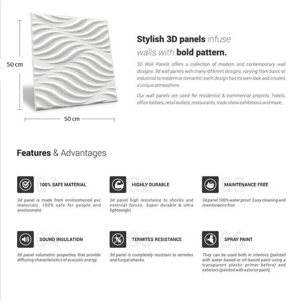 White_3D_PVC_Embossed_And_Printable_Swirl_Design_Wall_Panels