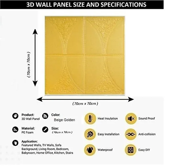Gold_Cute_Flower_Design_3D_Foam_Wall_Panels_|_70_X_70Cm