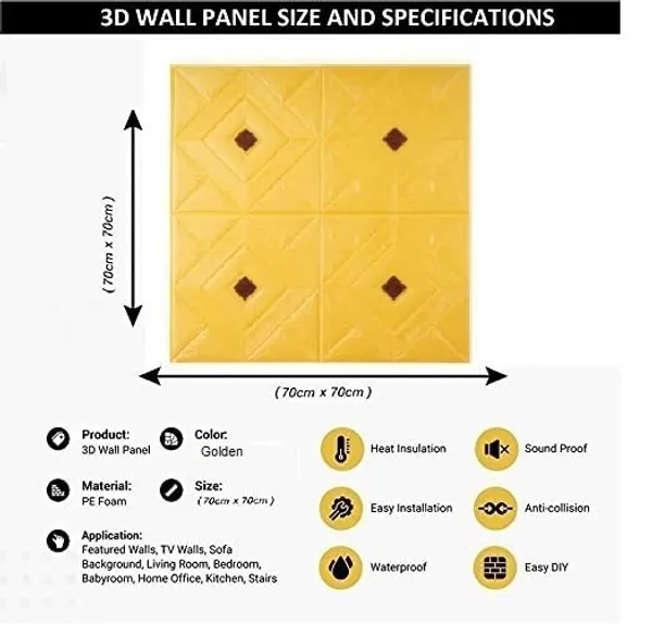 Gold_Cute_Pyramid_Design_3D_Foam_Wall_Panels_|_70_X_70Cm