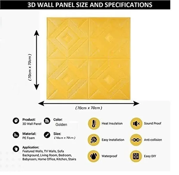 Gold_Cute_Pyramid_Design_3D_Foam_Wall_Panels_|_70_X_70Cm